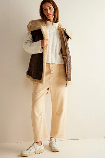 Free People Cream Osaka Mid Rise Barrel Jeans - 29