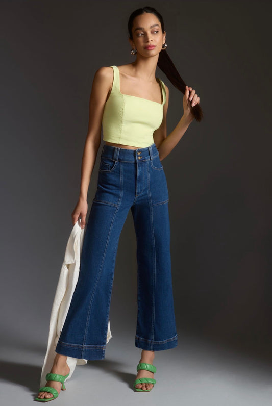 Anthropologie Pilcro The Skipper Seamed High-Rise Cropped Wide-Leg Jeans - 26