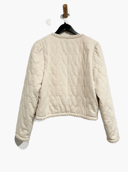 Karlie Denim Novelty Heart Stitch Jacket in Cream - Large