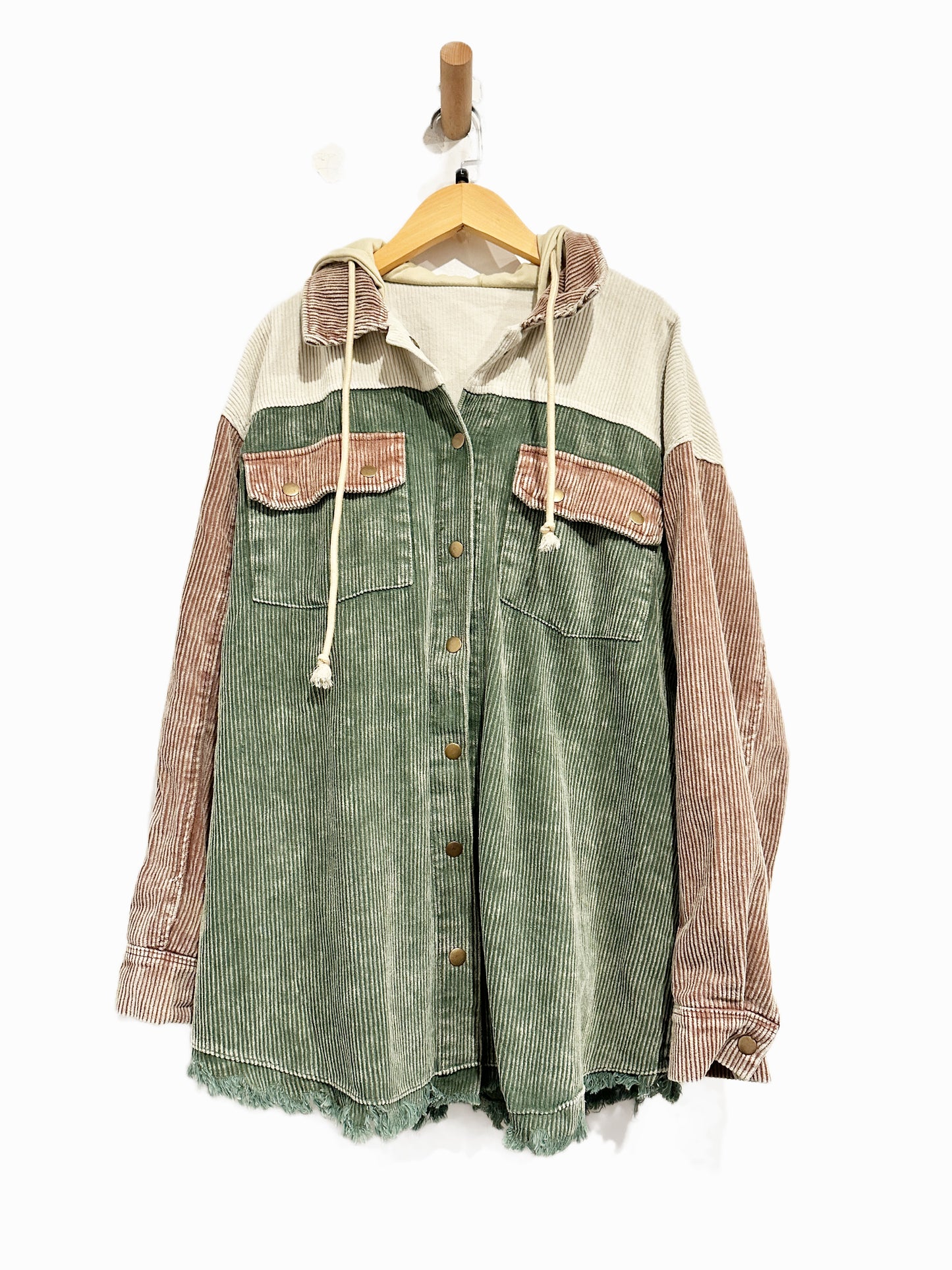 Colorblock Corduroy Hoodie - Large