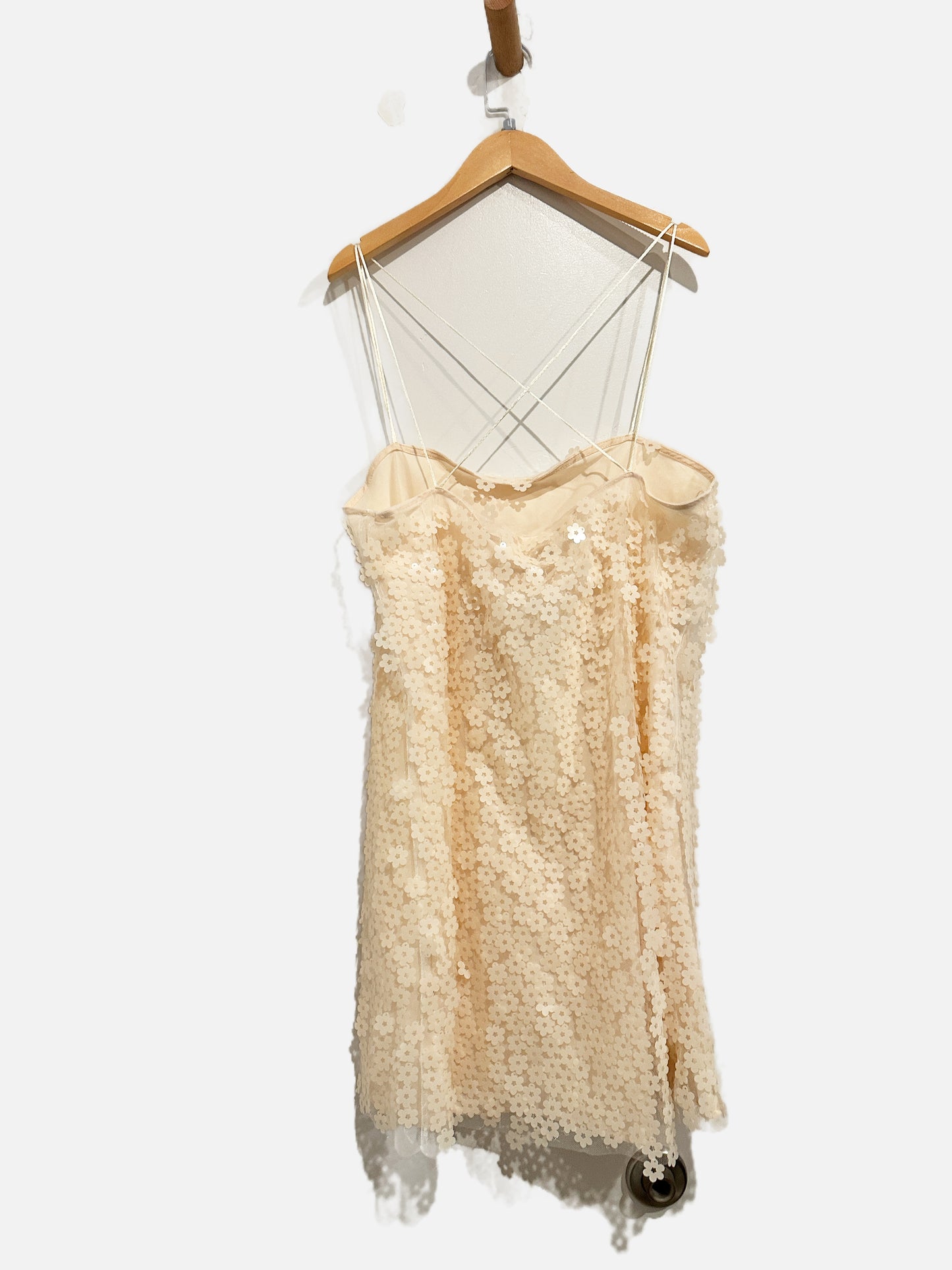 Zara Cream Floral Sequin Mini Dress - Large