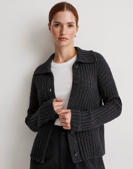 Madewell Dark Grey Collared Cardigan - XXS