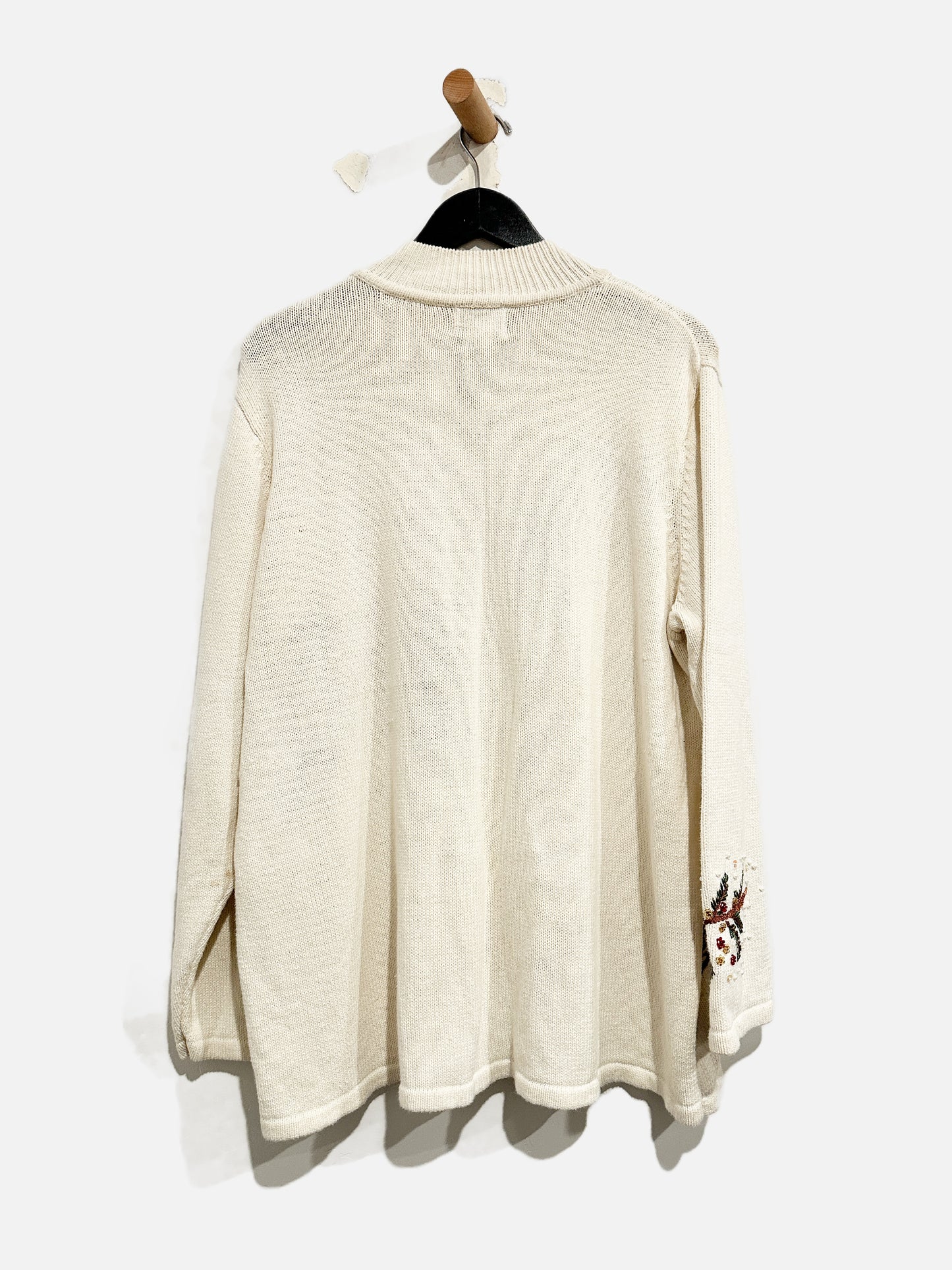 VTG Quacker Factory Bedazzled Winter Cardinal Zip Sweater - 1X