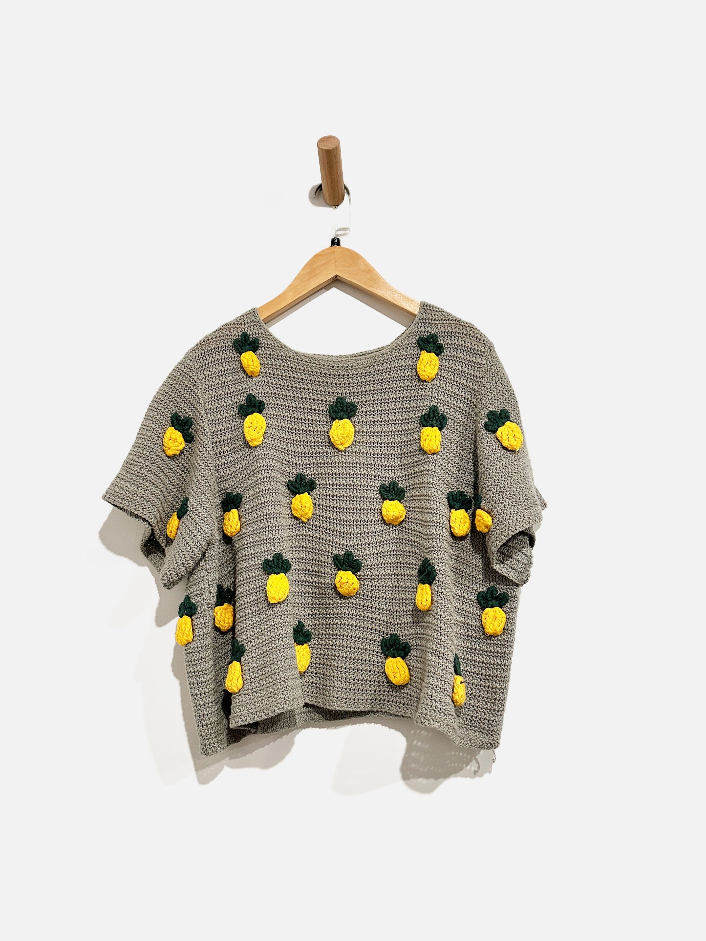 Zara Pineapple Short Sleeve Sweater- Small