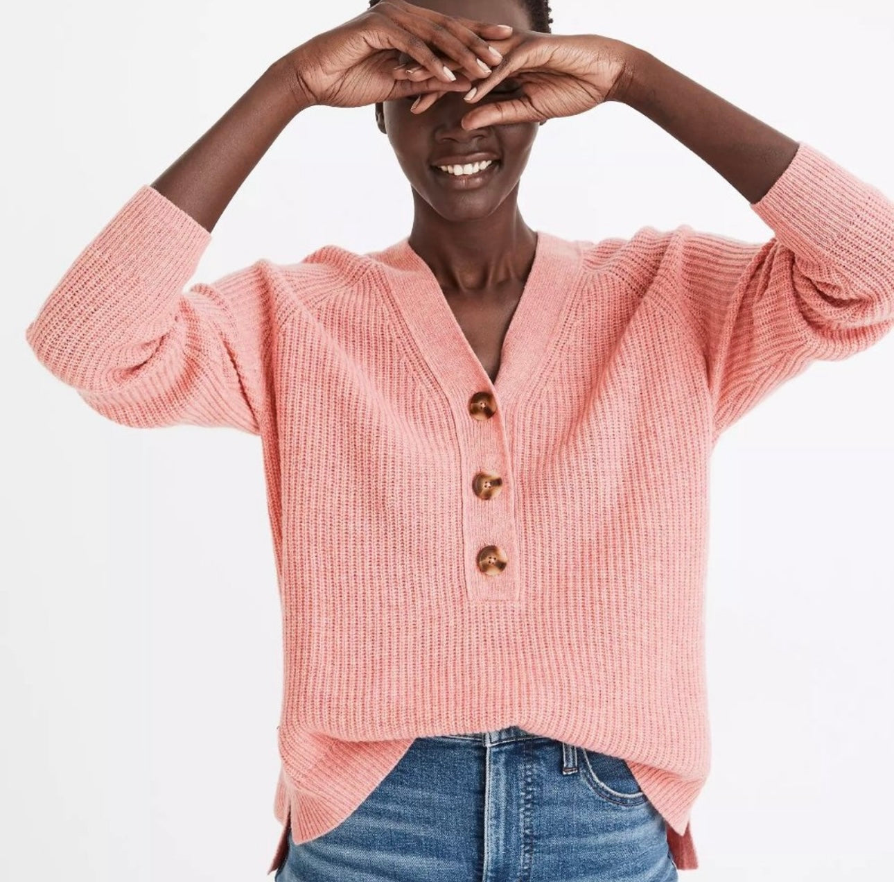 Madewell Pink Lyle Button Front Sweater - Medium