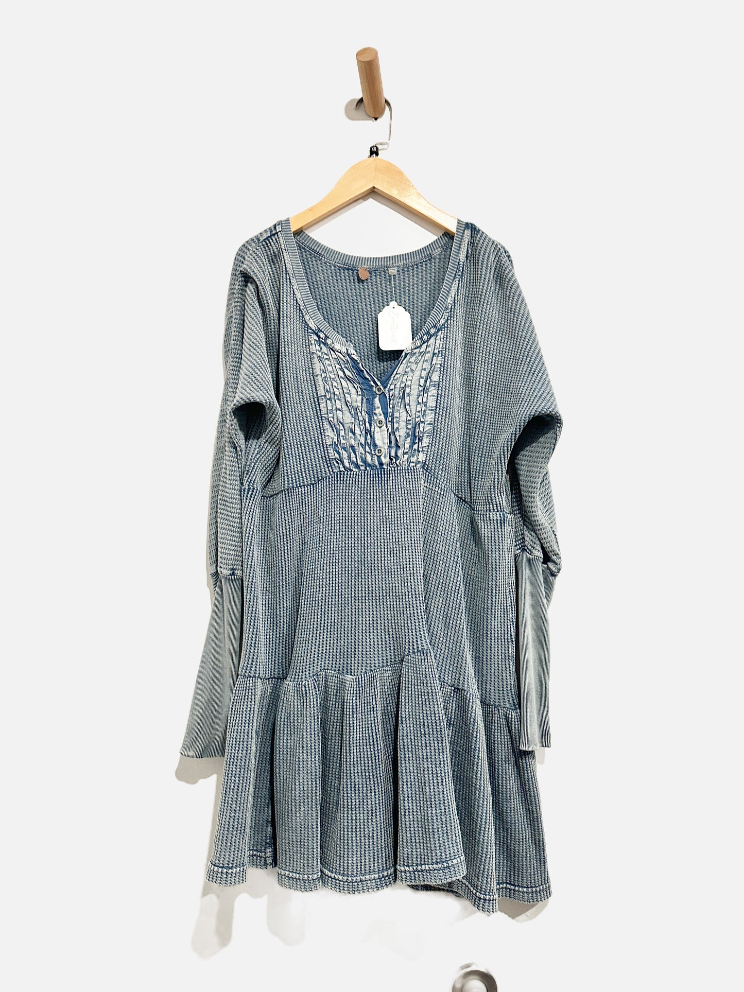 Free People Blue Waffle Knit Dress - XS