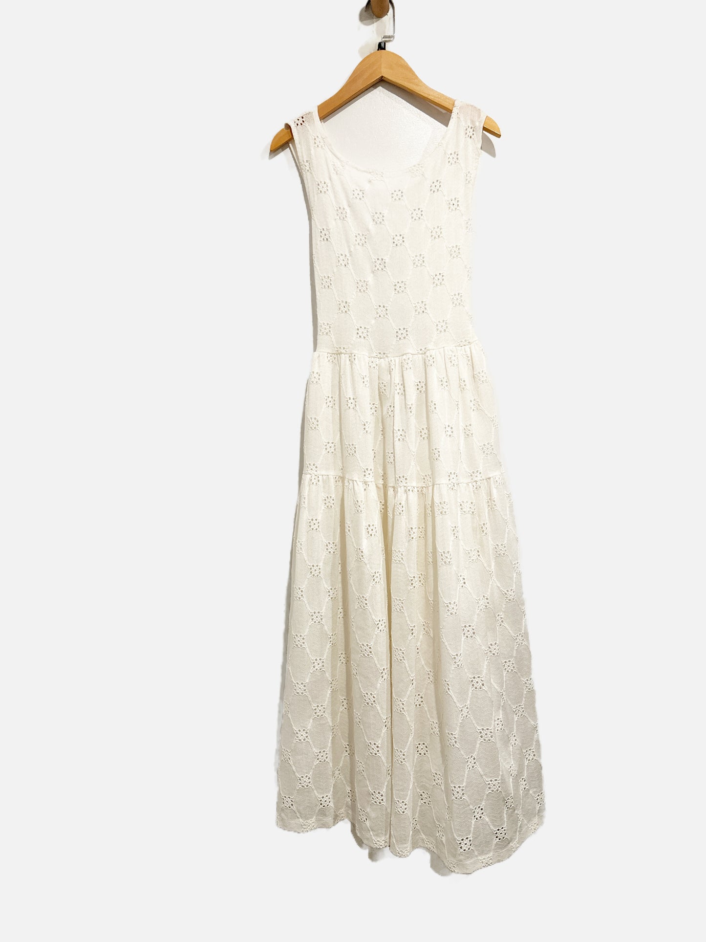 Zara Cream Eyelet Tulle Midi Dress - Medium