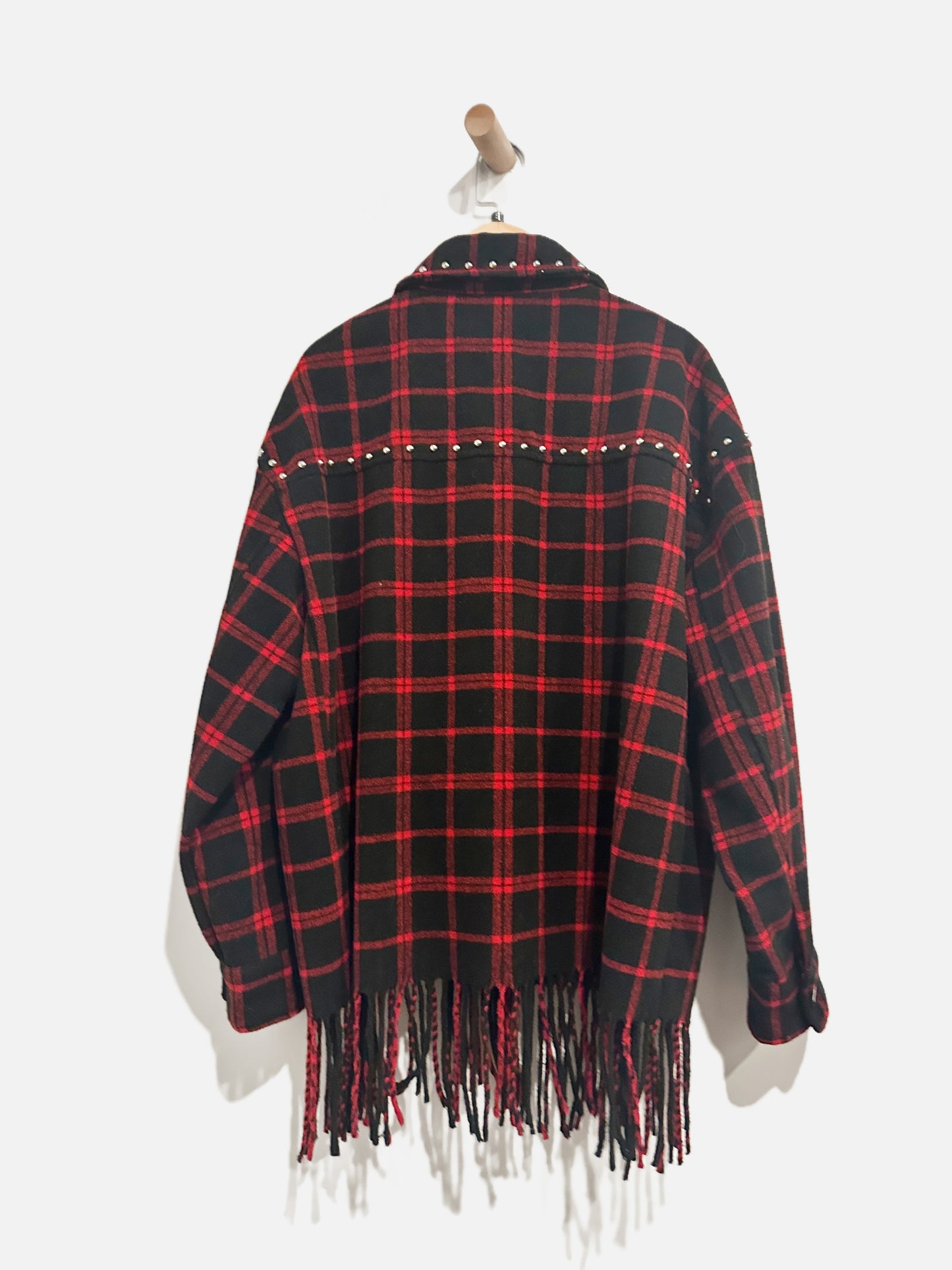 Zara Red Plaid Embellished Shacket - Small