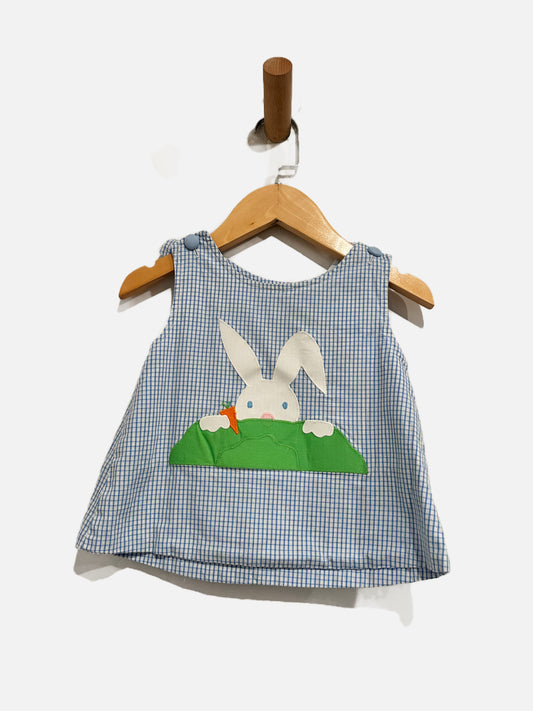 Funtasia Blue and White Gingham Reversible Bunny Dress - 9Mo