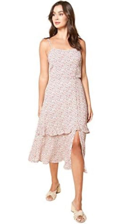 Sugar Lips Red Floral Ruffle Midi Dress - Medium