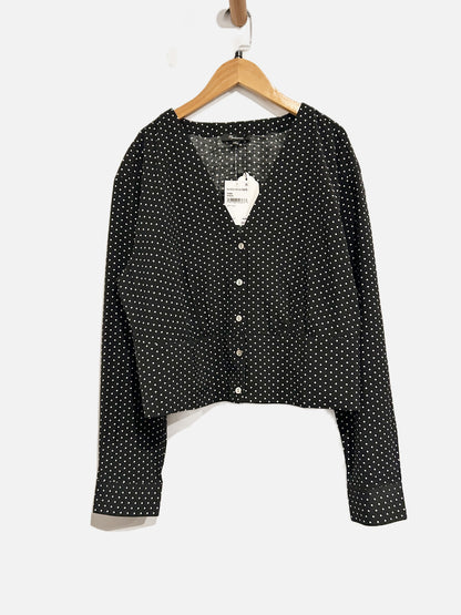 Madewell Black Polka Dot Blouse - Large