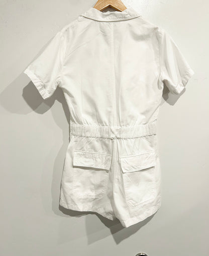 Zara White Short Sleeve Romper - XS