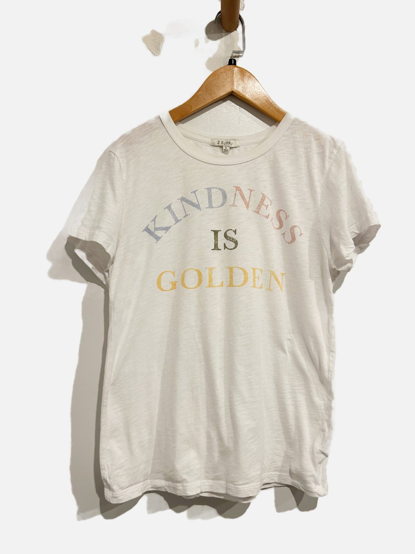 Z Supply White Kindness is Golden Graphic Tee - Small