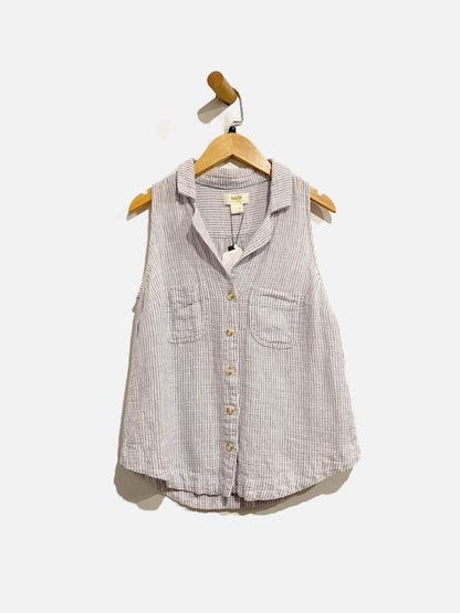 Anthropologie Maeve Blue and White Stripe Button Down Tank - 4