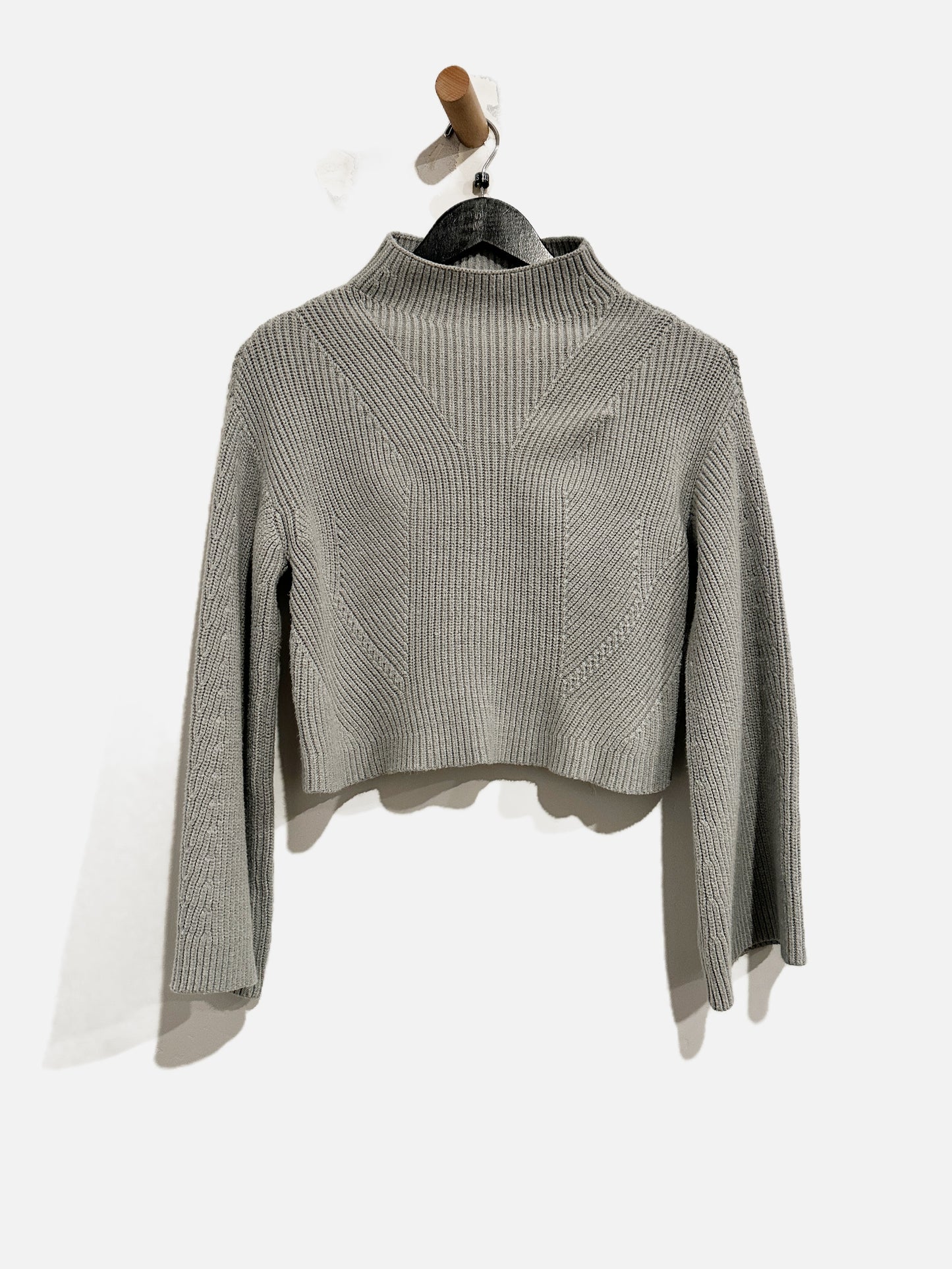 Anthropologie Maeve Katey Mock-Neck Bell-Sleeve Sweater in Grey