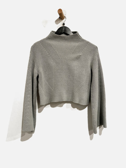 Anthropologie Maeve Katey Mock-Neck Bell-Sleeve Sweater in Grey
