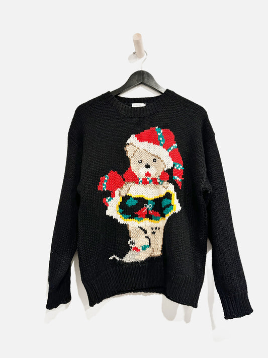 Hasting & Smith Vintage Black Teddy Bear Sweater - Medium