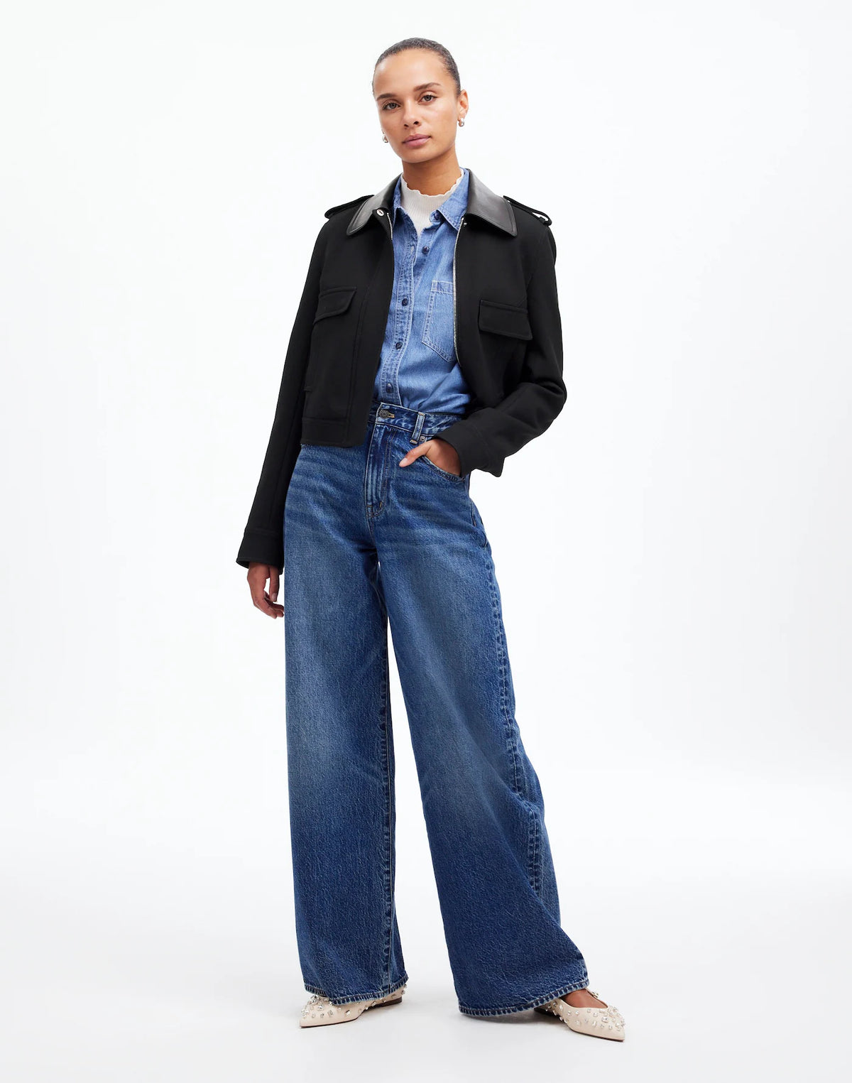 Madewell Shrunken Utility Jacket in True Black - 8