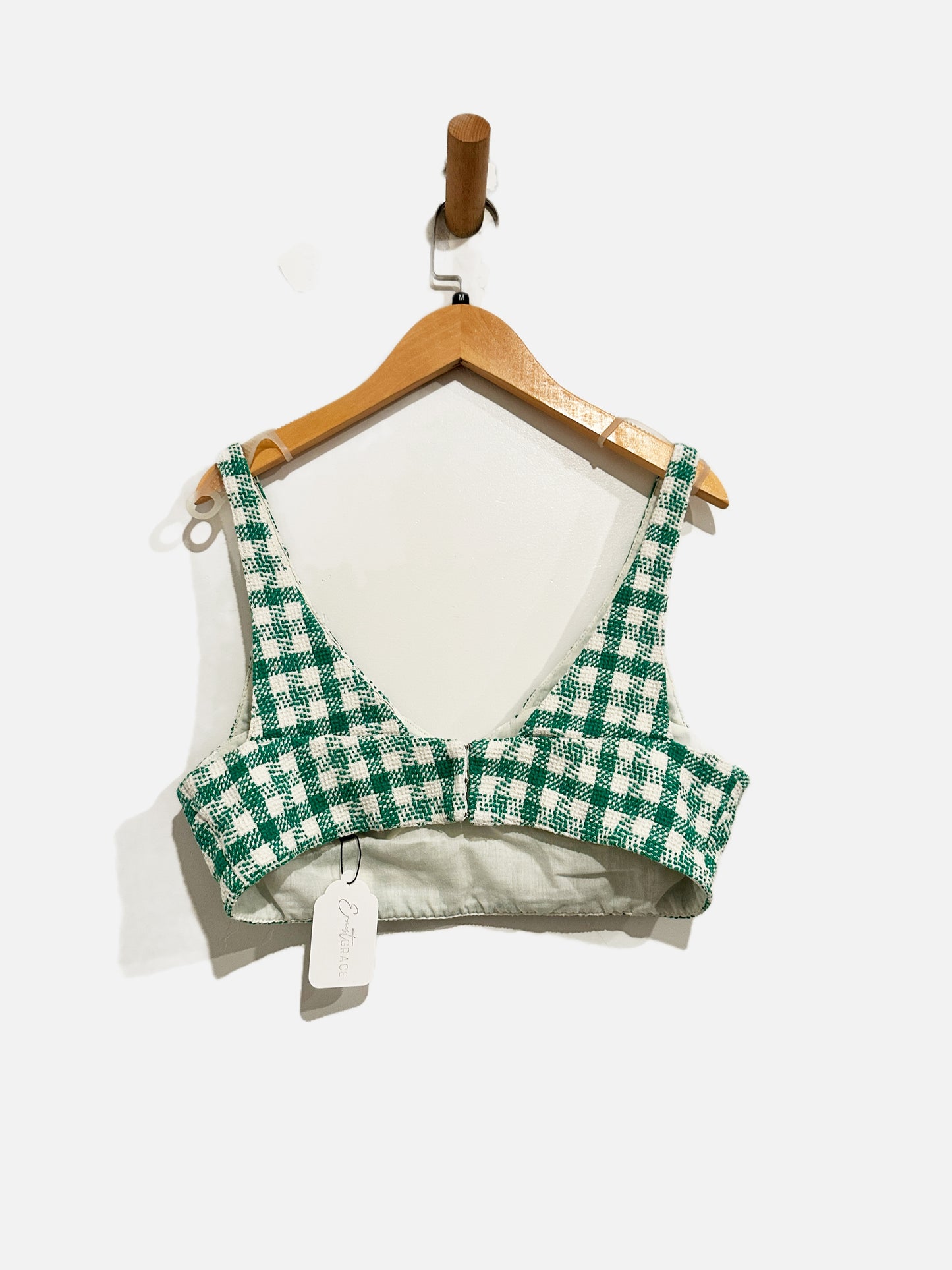 Zara Green Gingham Crop Top - Medium