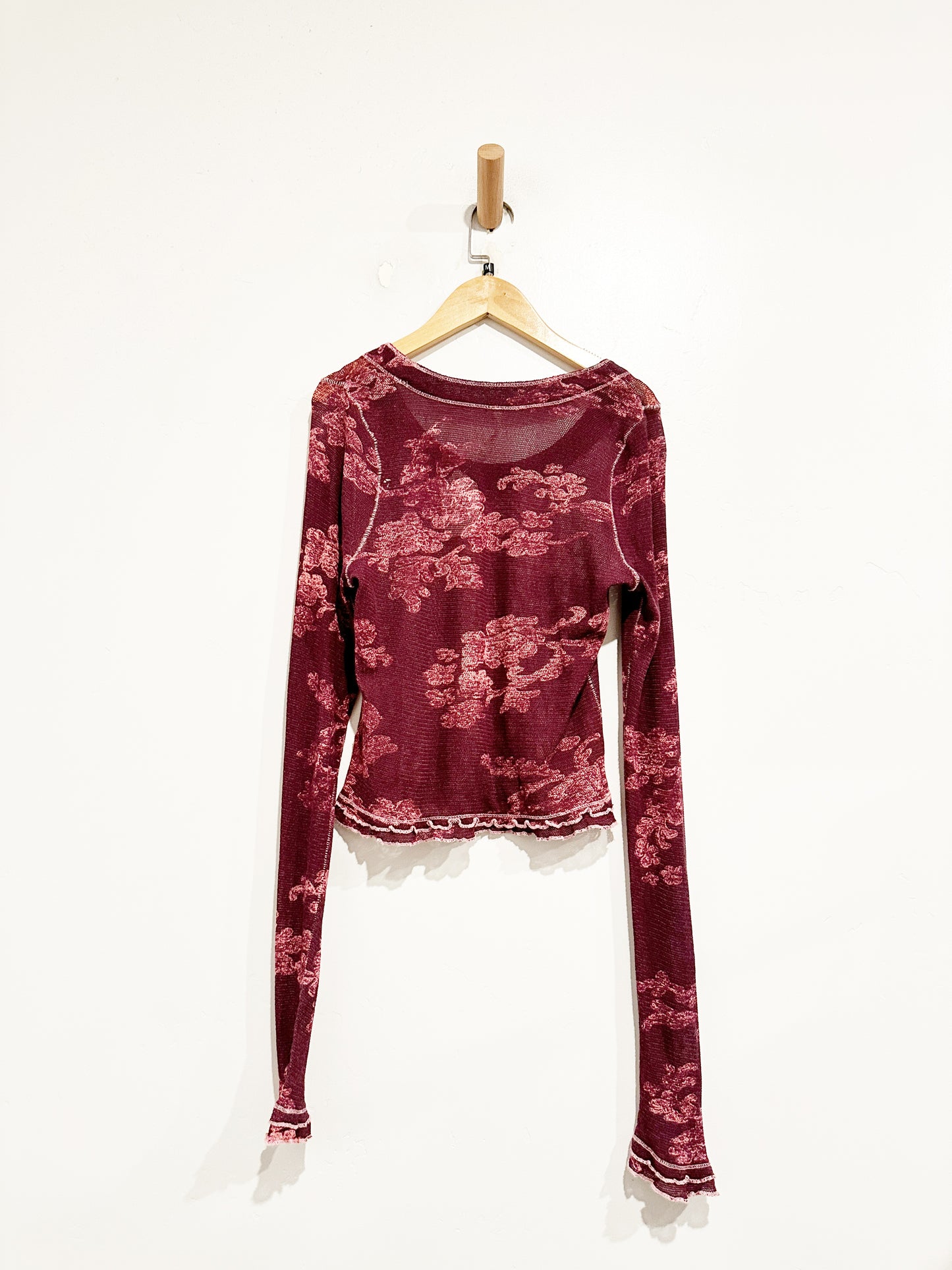 Free People Garner Purple and Pink Floral LS Top - Medium