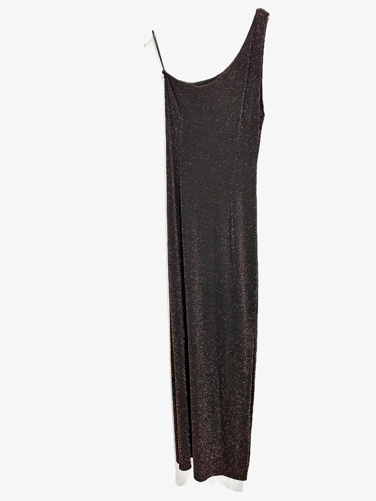 Vintage 90s Serendipity Maui One Shoulder Bronze Glitter Gown - Medium