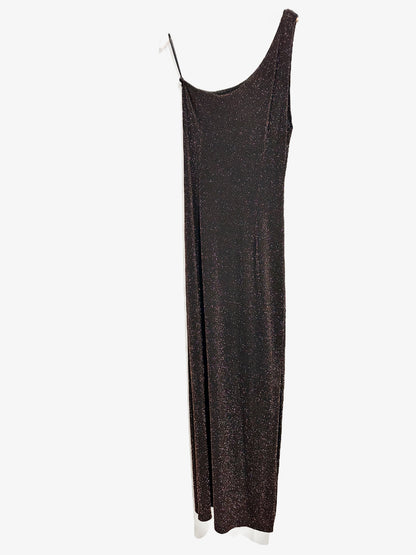 Vintage 90s Serendipity Maui One Shoulder Bronze Glitter Gown - Medium
