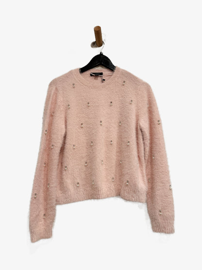 Calligraphie Pink Jeweled Eyelash Sweater - Medium