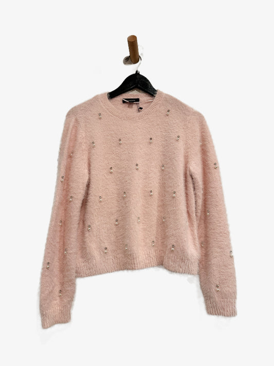 Calligraphie Pink Jeweled Eyelash Sweater - Medium