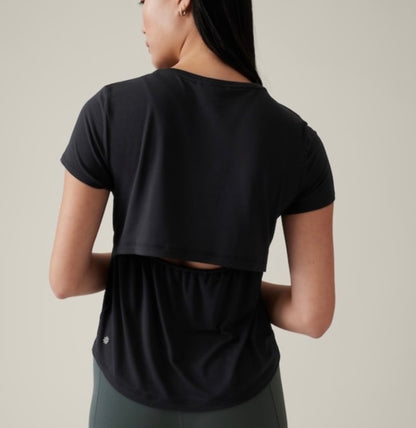 Athleta Air Out Black Cinch Tee - Small