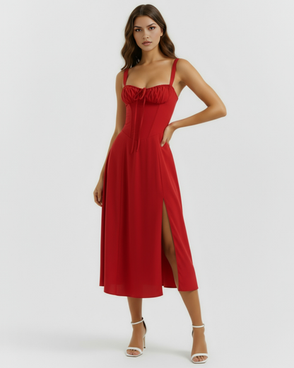Red Corset Maxi Dress