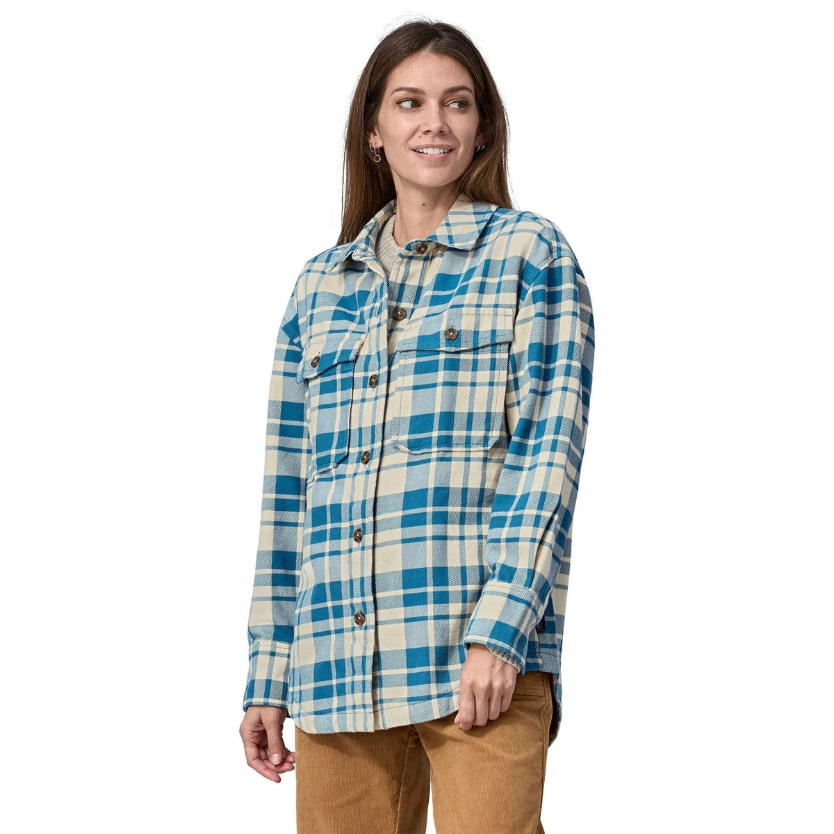 Patagonia Heavyweight Fjord Flannel Overshirt in Ice Caps: Wavy Blue - Medium