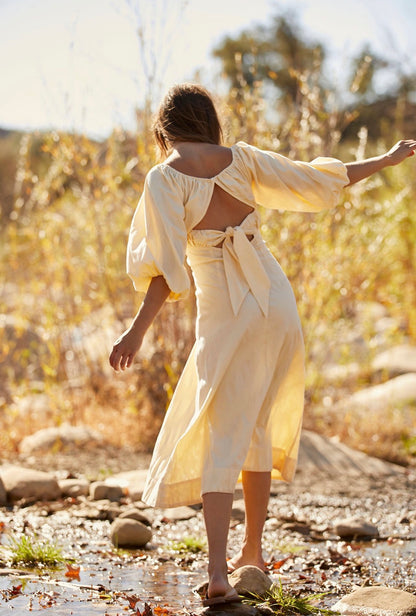 Free People Louie Midi Dress in Sunbath - XS
