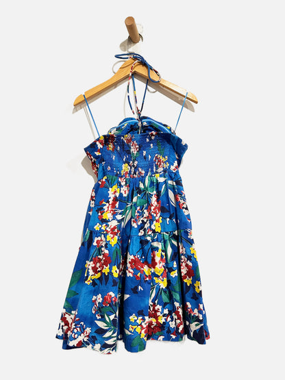 Anthropologie Emily Halter Mini Dress in Blue Pattern - Small