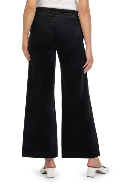 Kut NWT Meg High-Rise Velvet Wide Leg Pants in Black - 00