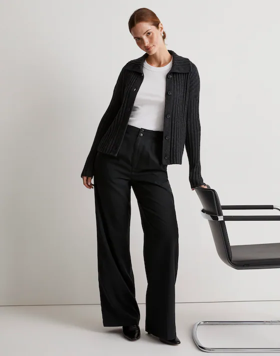 Madewell Dark Grey Collared Cardigan - XXS