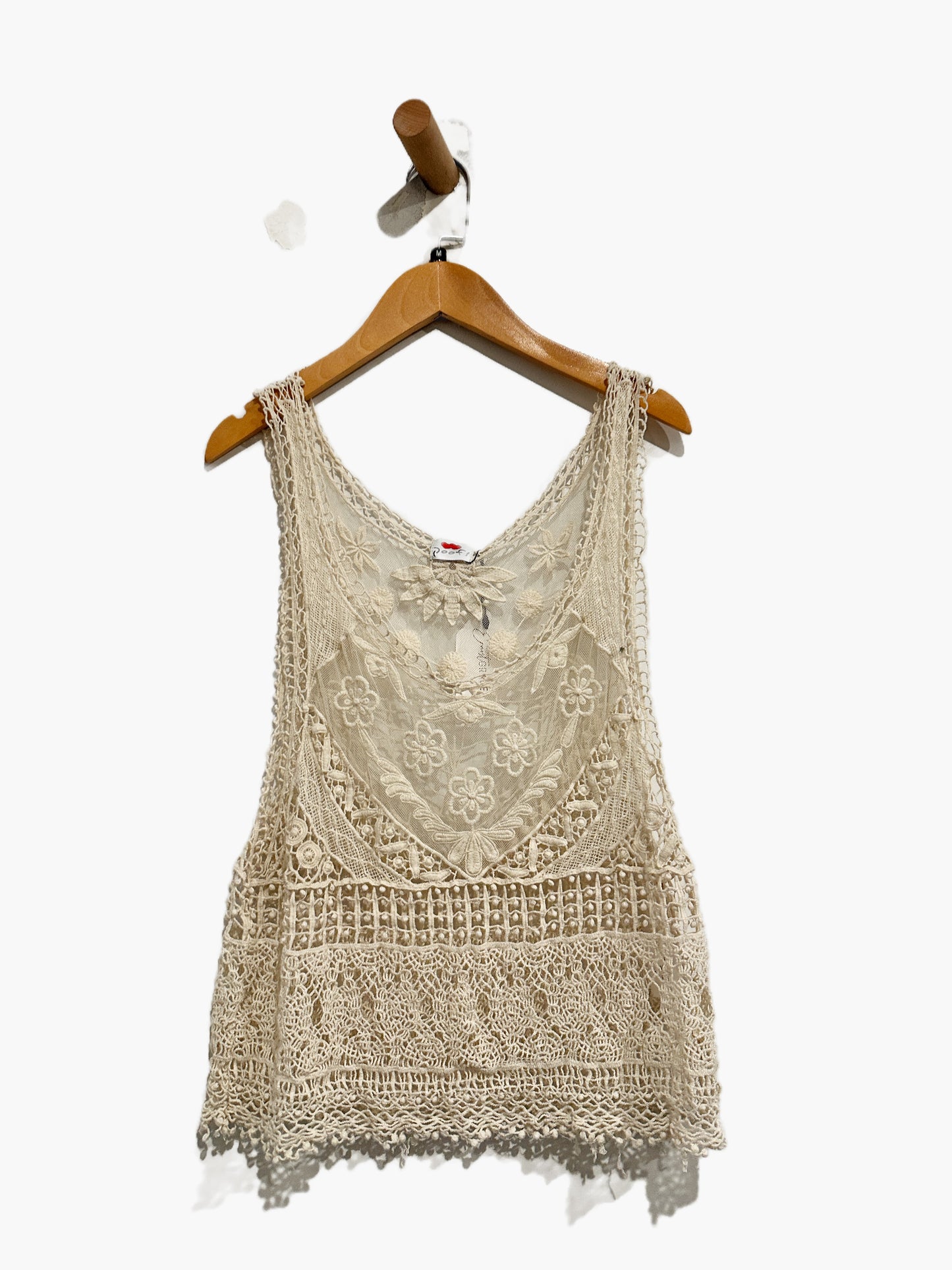 Poof Cream Crochet Tank - Medium