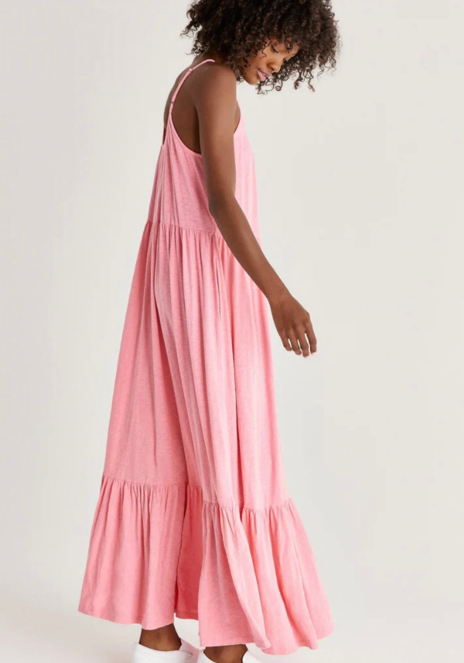 Z Supply Pink Ruffle Hem Maxi Dress - Small