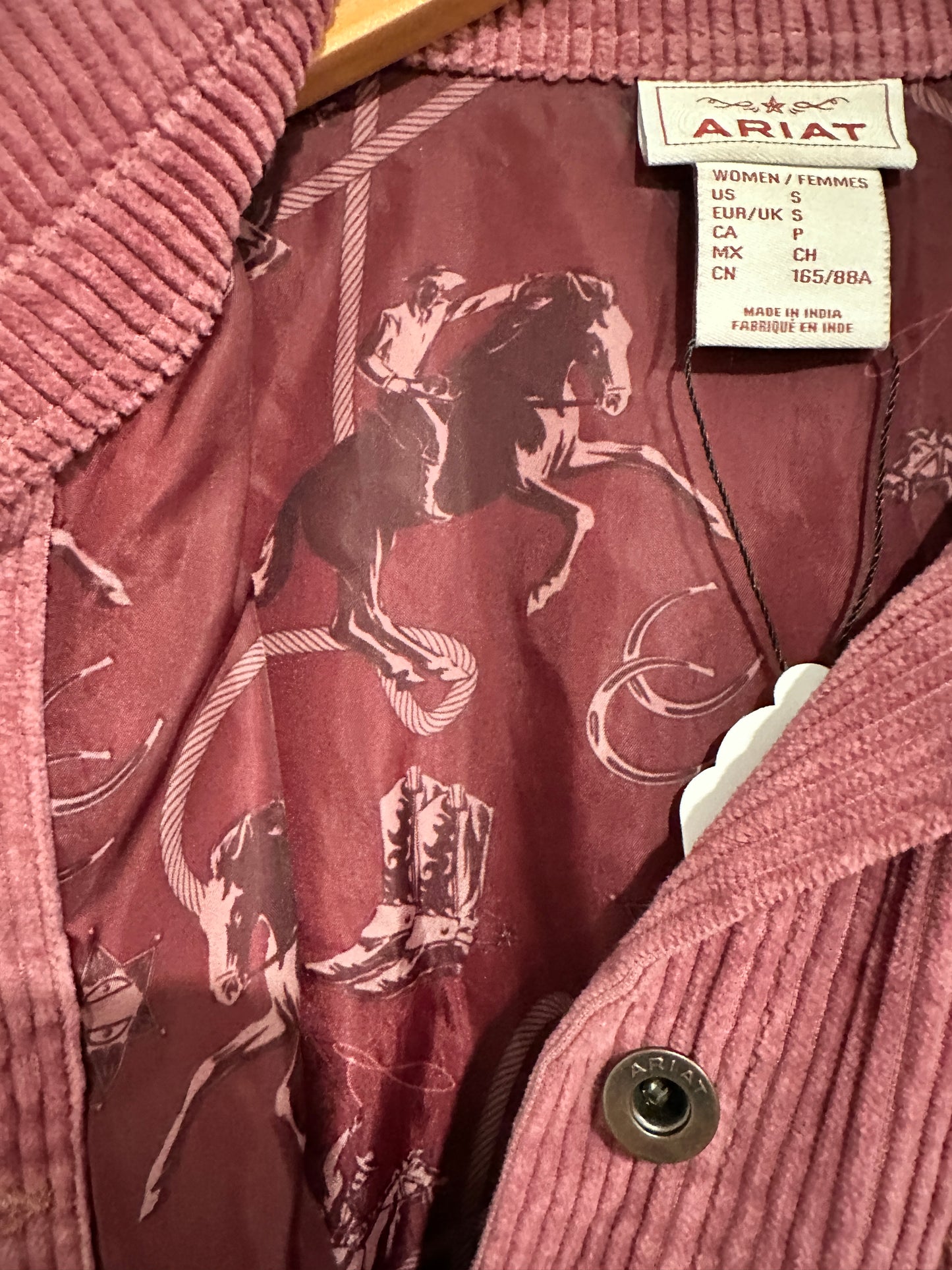 Ariat Mauve Corduroy Jacket - Small