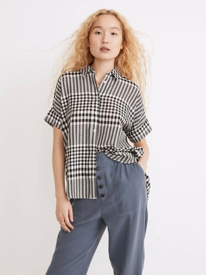 Madewell Courier Pintuck-Back Shirt in Doublefaced Plaid - Small
