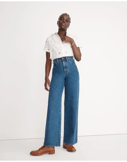 Madwell White Floral Button Down Shirt - Small