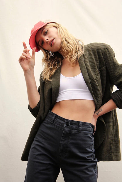 Free People Rowan Blazer in Deep Army - Large