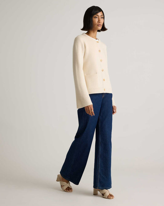 Quince Mongolian Cashmere Button Down Sweater - Small