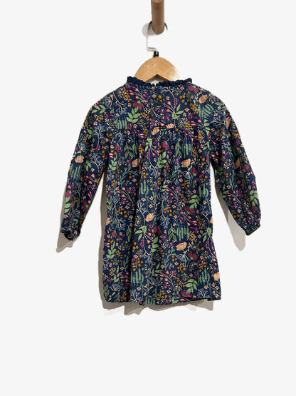Okie Dokie Blue Floral LS Dress - 3T