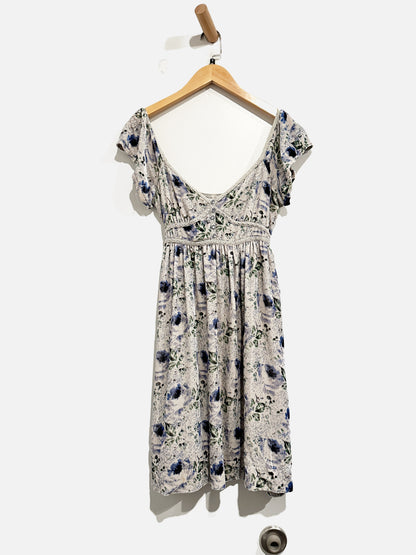$$ Free People Gray Velvet Floral Mini Dress - 4