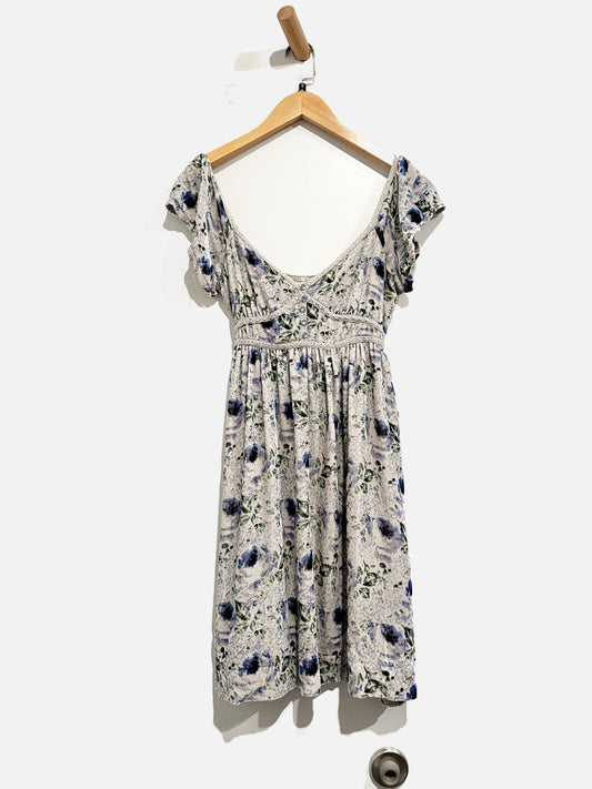 $$ Free People Gray Velvet Floral Mini Dress - 4
