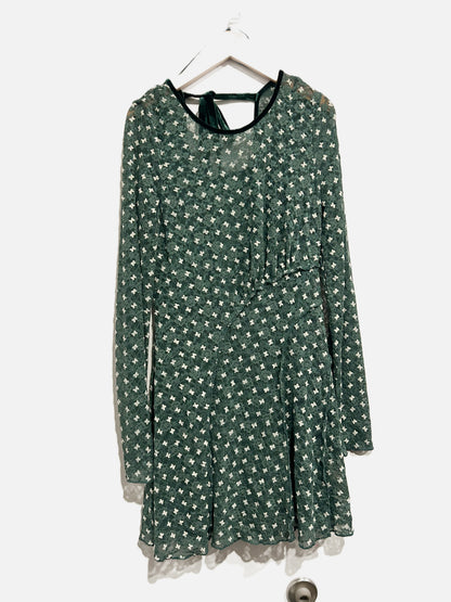Free People Green Sheer Delight Lace Mini Dress - Medium