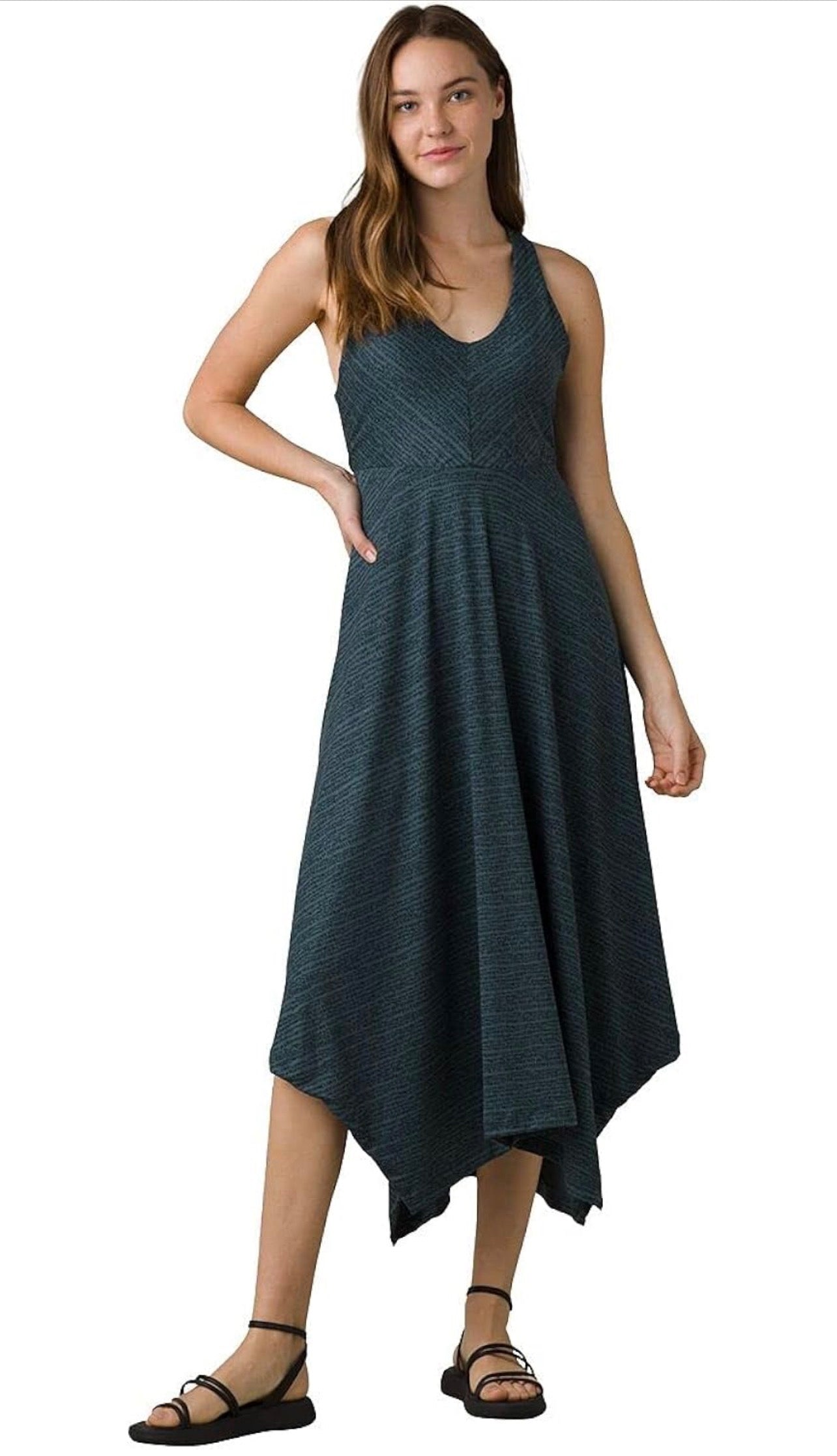 Prana Saxon Dress in Grey Blue Pebbles - Small