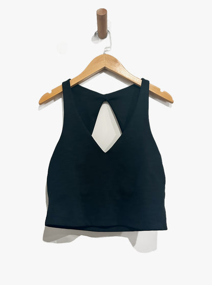 Beyond Yoga Heather Rib Fresh Cut Cropped Tank in Black