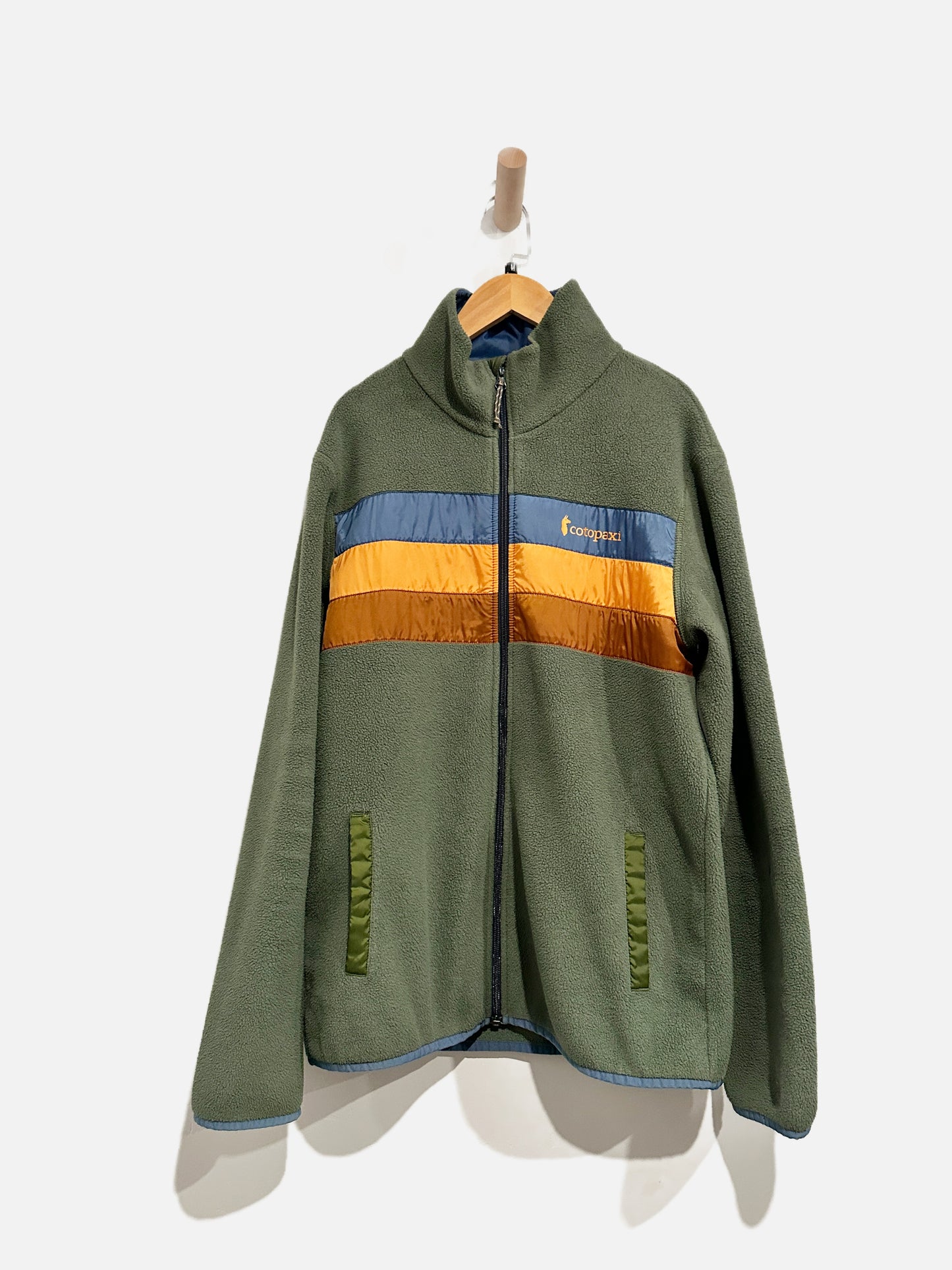 Cotopaxi Mens Green Stripe Zip Up Fleece - Medium