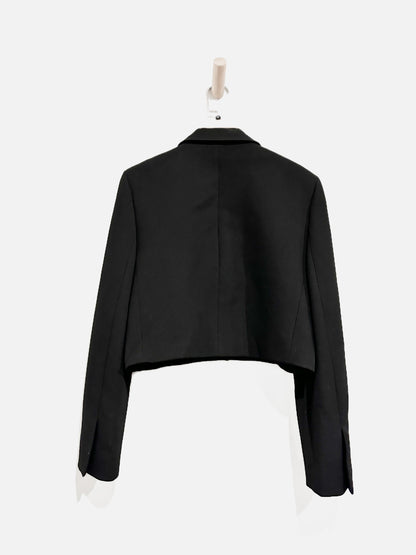 Zara Black Cropped Boxy Blazer - Medium